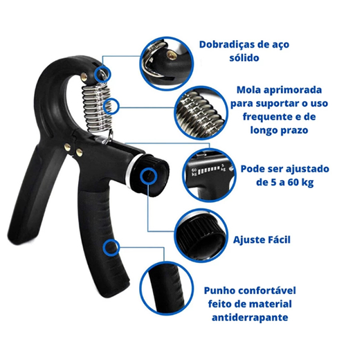 Hand Grip Flexor De Punho Exercício Para Mãos Ajustável Mola Treinar Antebraço 60kg