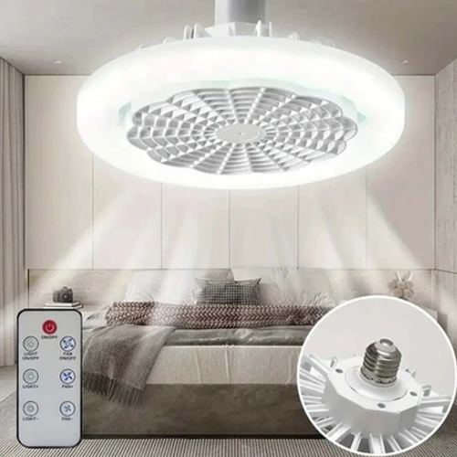 Kit 2 Peça Ventilador de Teto Com Led Lâmpada Novo Controle Remoto Branca 30W Resfriamento Destacável Doméstico Bivolt