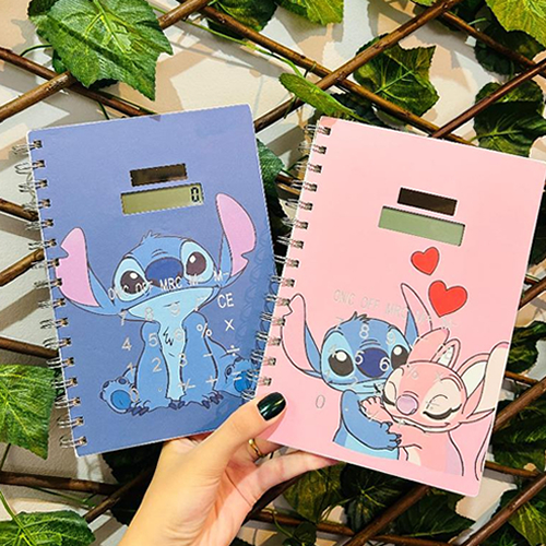 Caderno Stitch Com Calculadora Solar Lilo e Stitch Filme Desenho Animado