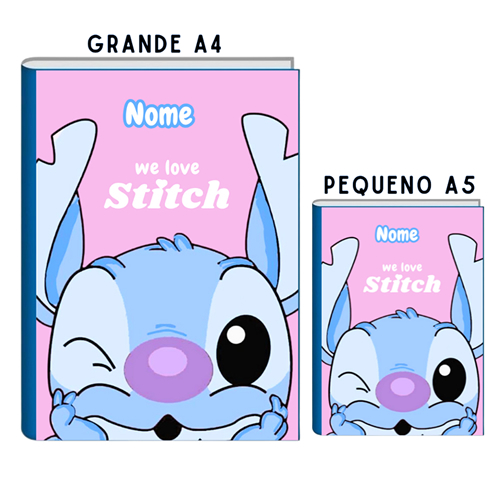 Kit 2 Cadernos Personalizado STITCH - Grande e Mini - 96 folhas