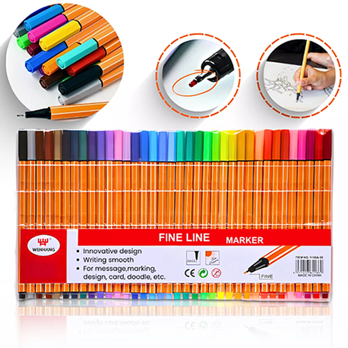 Kit Com 36 Canetas Fine Line Ponta Fina Canetinhas Coloridas