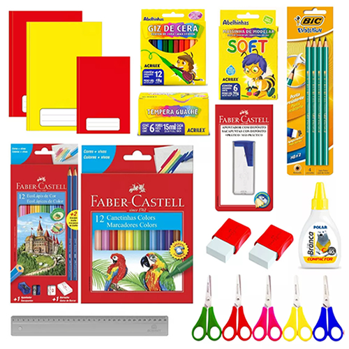 Kit Material Escolar Completo 65 Peças Fundamental Infantil