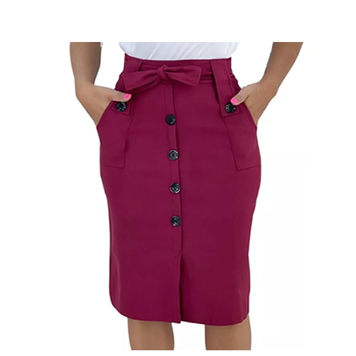 Saia Moda Evangélica Midi Bengaline Feminino Cintura Alta