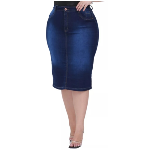 Saia Jeans Salig Plus Size Cintura Alta Maxi Feminina